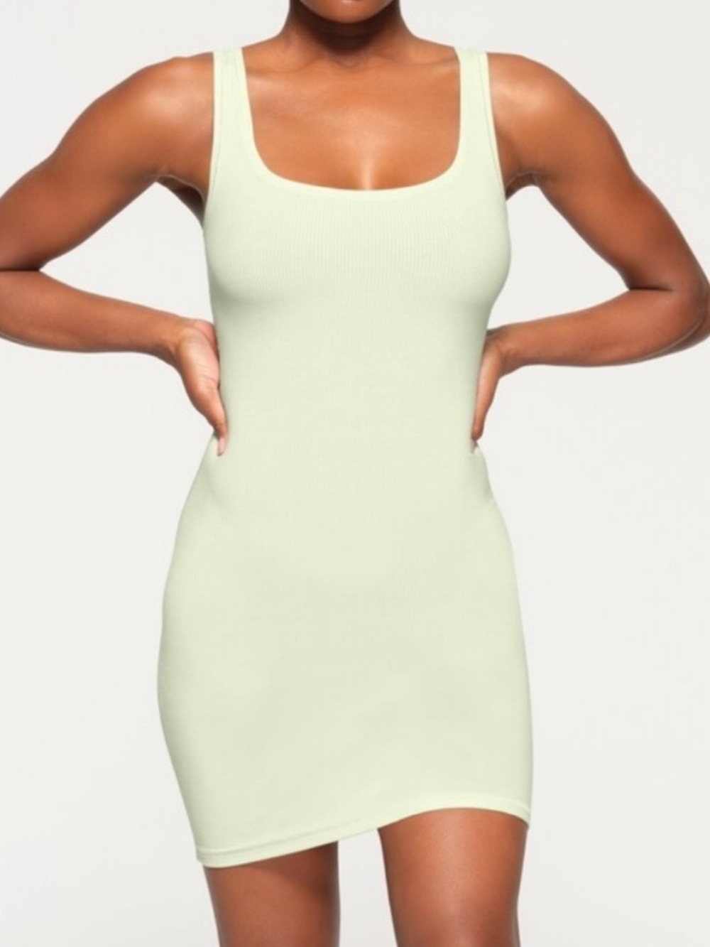 SKIMS Ribbed soft lounge mini stretch dress - Honeydew